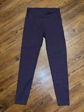 High-Waist Deep Purple Stretch Activewear Sporty Leggings Size M
